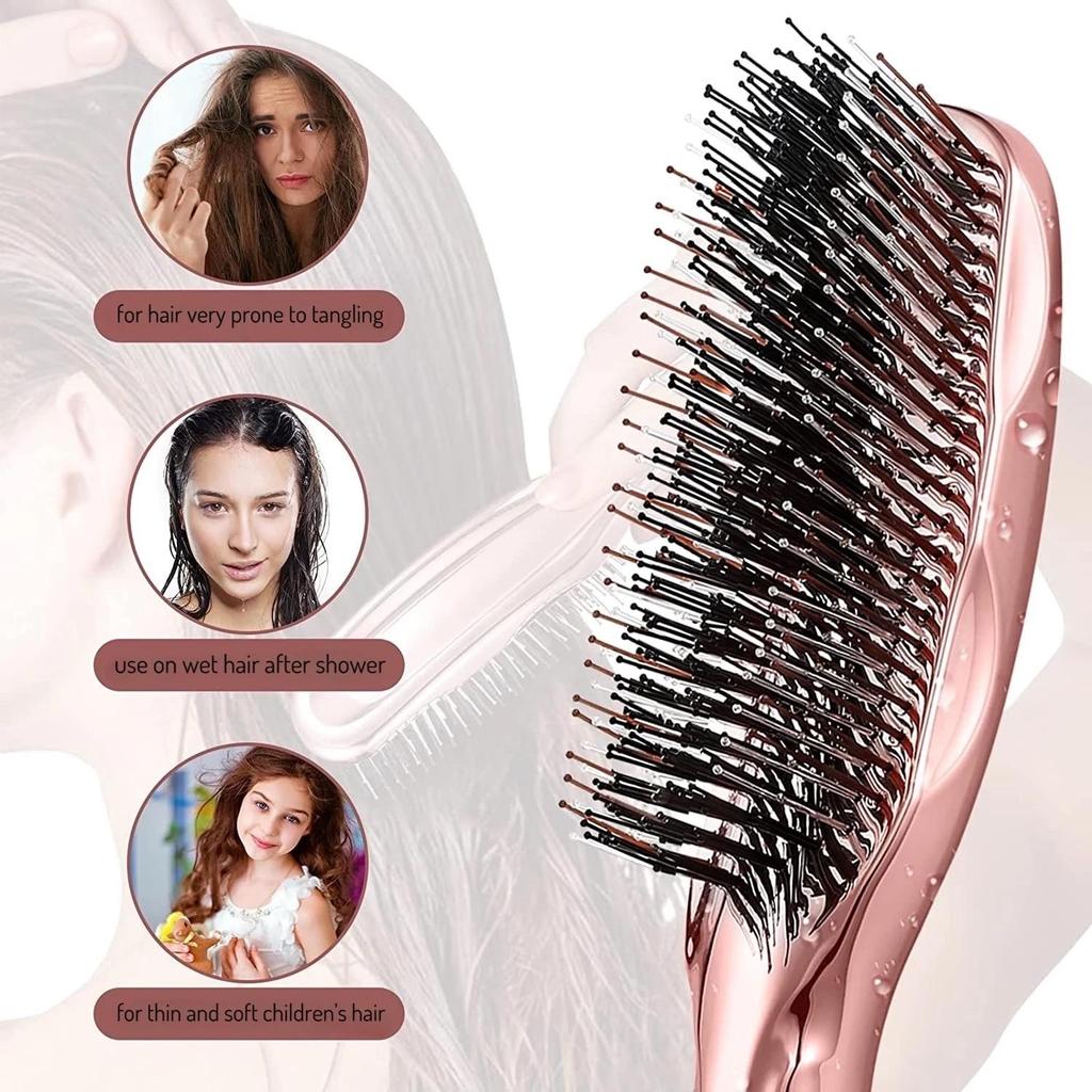Hoofdmassager Hoofdhuidborstel Haarmassager Shampooborstel Natte plastic ontwarborstel Haarreinigingskam Roségoud