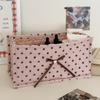 Large Polka Dot Quilted Rectangular Storage Basket With Nylon Material For Home Organization