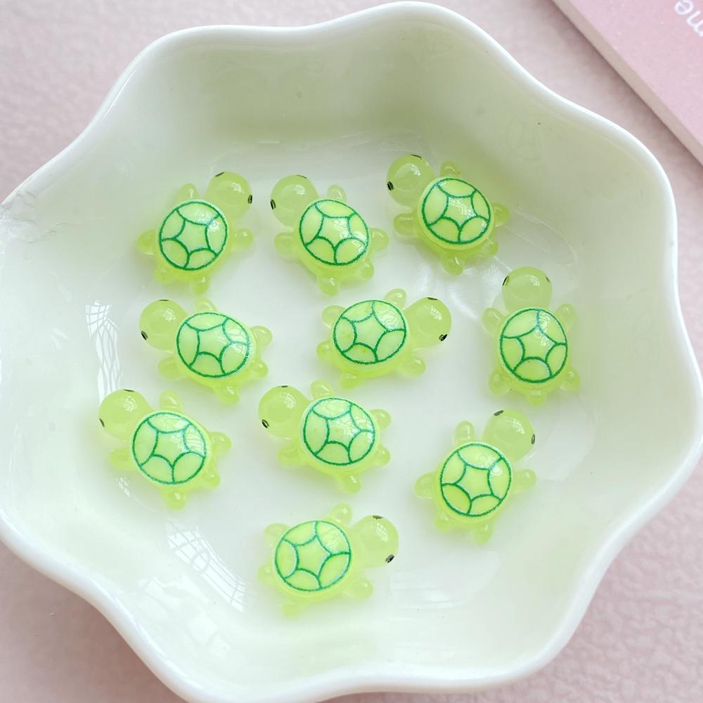 30Pcs Cute Mini Cartoon Night Light Hand-painted Turtle Nail Art Resin Designer Charms DIY Craft For Nail 3D Decorations Jewelry