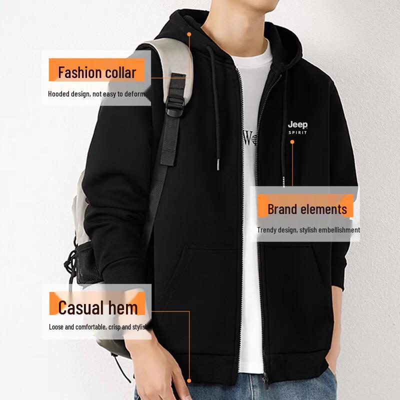 JEEP SPIRIT Men's Casual Hooded Cardigan Jacket