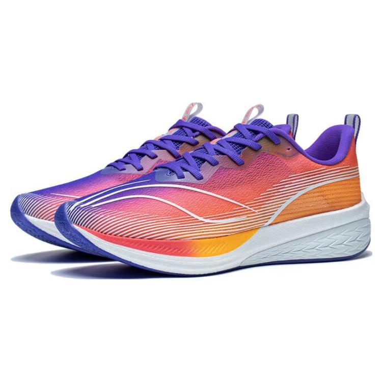 New LiNing Red Hare 6 Pro Cushioning Lightweight Low Top Running Shoes Men's Red Purple ARMT013-15