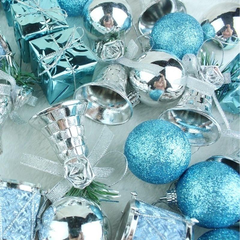 32 Pcs/set Lake Blue Christmas Lotto Pack Pendant Christmas Tree Ornaments Christmas Pendant