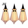 Garden Haunted House Accessories 3 Pcs Halloween Hanging Ghost Decoration, Spooky Large Mesh Easy Storage Props with Witch Hat for Porch, Yard,