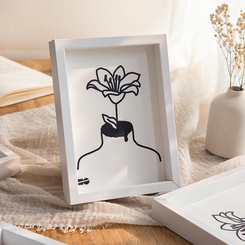 5/6/7/8inch Wooden Photo Frame Solid Picture Frame Vintage Wood Frame Display Stand Desk Accessorie Desktop Ornament Room Decor