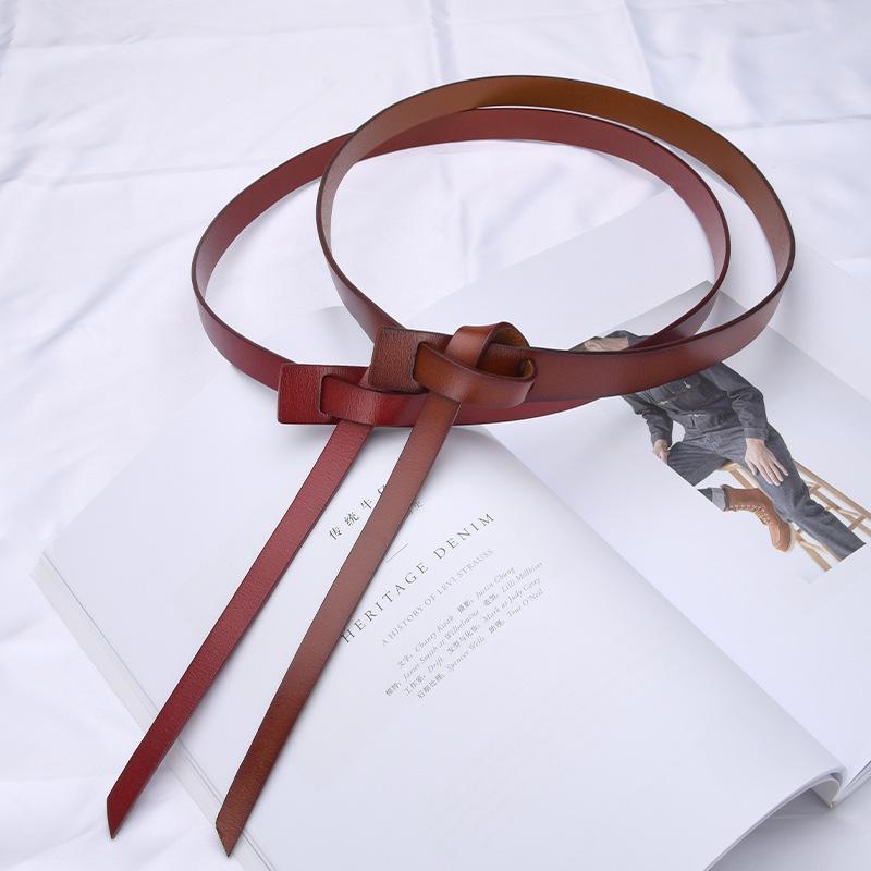 Genuine Leather Belt Women's Fashionable and Versatile Cowhide Belt Small Suit Sweater with Dress Coat Waistband Belt