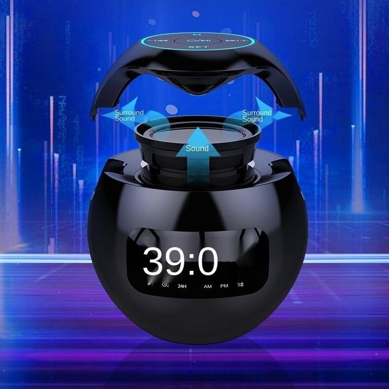 Multifunctional 5W Bass Bluetooth 5.0 Wireless Speaker with Clock Alarm Colorful LED Display FM Radio