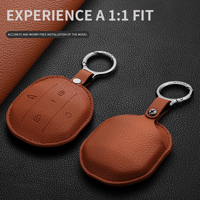 Leather Car Key Case Cover For Chery Jetour Mountain Sea T1 T2 Anti-Scratch Durable Auto Keychain Protector Decorative Accessory