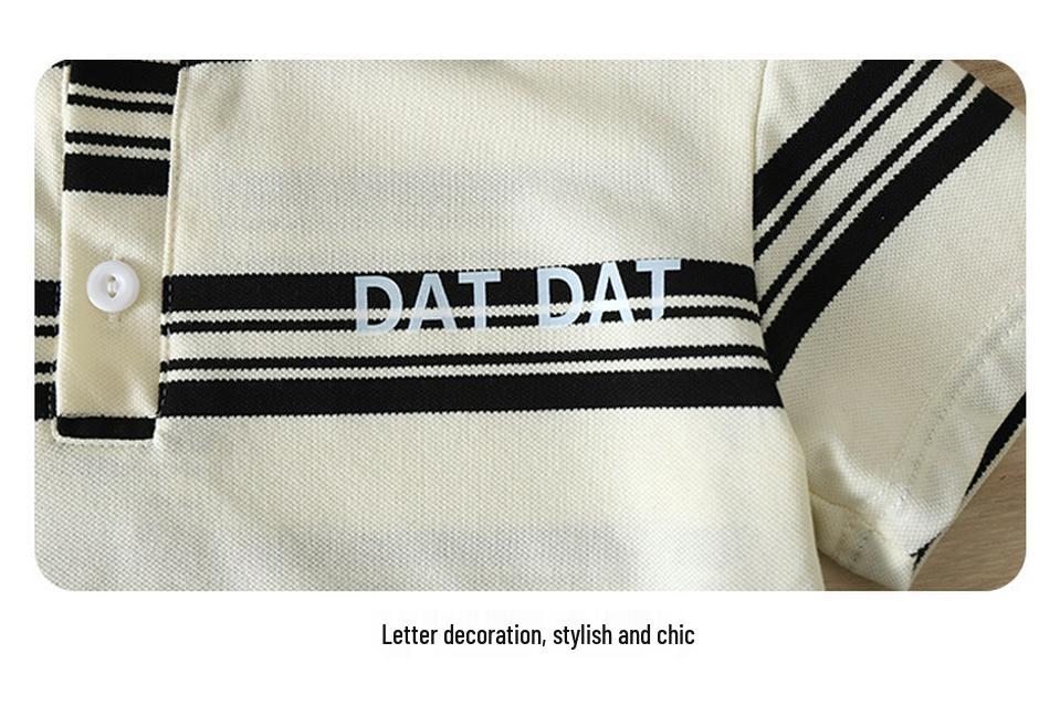 2025 Kids' Striped POLO Shirt - Unisex Summer Lapel Short Sleeve Color Block Top, Korean Style