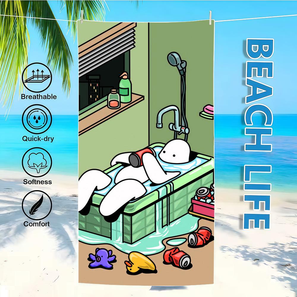 

Towel Textile Bathrobe Beach Quick-Drying Lightweight Illustration D-DonothingS Portable Camping Cute M-Mr Swim Pool Travel W40*H60(CM)
