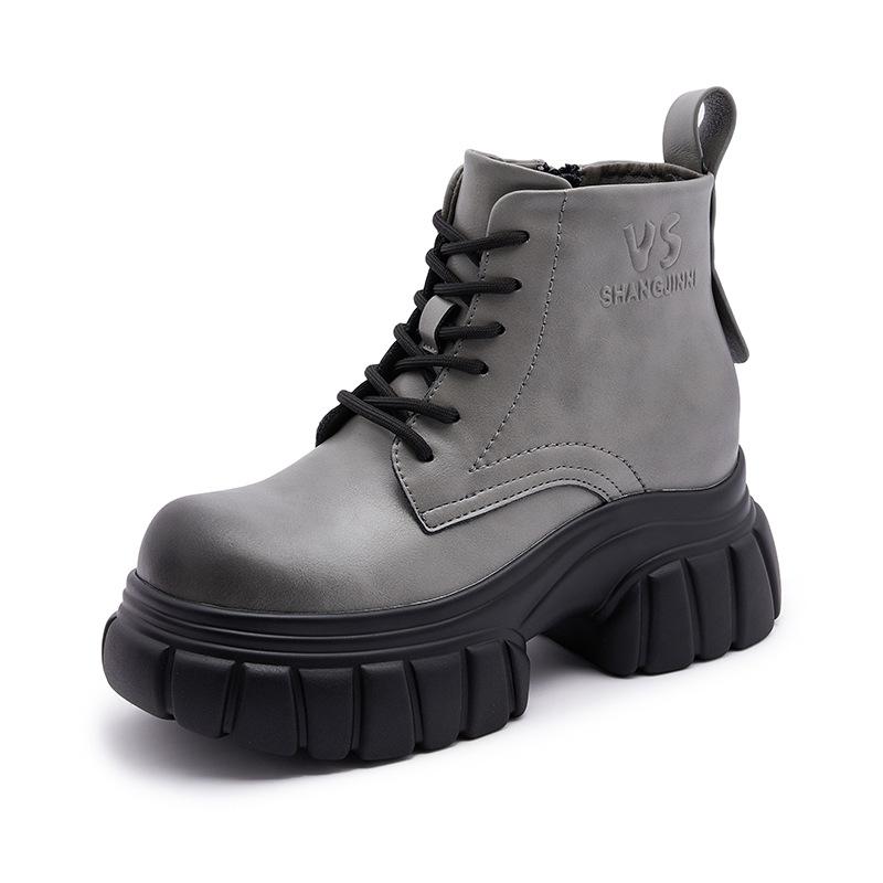 Thick-soled Martin Boots Women's 2025 Autumn and Winter New Inner Height Increase Small Short Boots British Style Medium Tube Versatile Single Boots