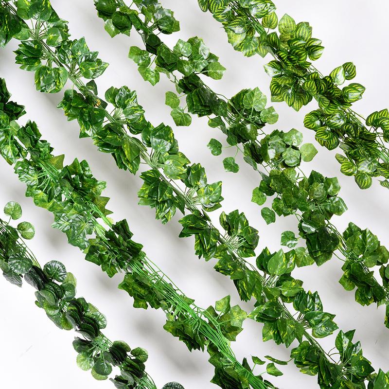12-Piece Discount Set Ivy 240Cm Green Plastic Artificial Plant Leaf Vine Wedding Arch Home Bathroom Decoration Garland Party