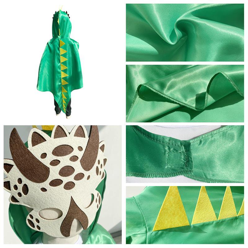 Halloween Kids' Dinosaur Costume Set with Cape and Makeup Props