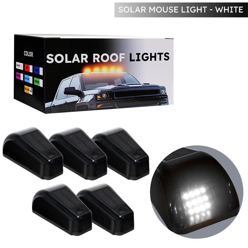 5PCS LED Solar Powered LED Car Roof Marker Truck Sidelight for Pickup Trailer SUV Cab Roof Top Running Signal Lamp Waterproof