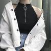 Retro Zipper Cut Top Women's Short Knitted Camo Tank Top Sleeveless Casual Tank Top