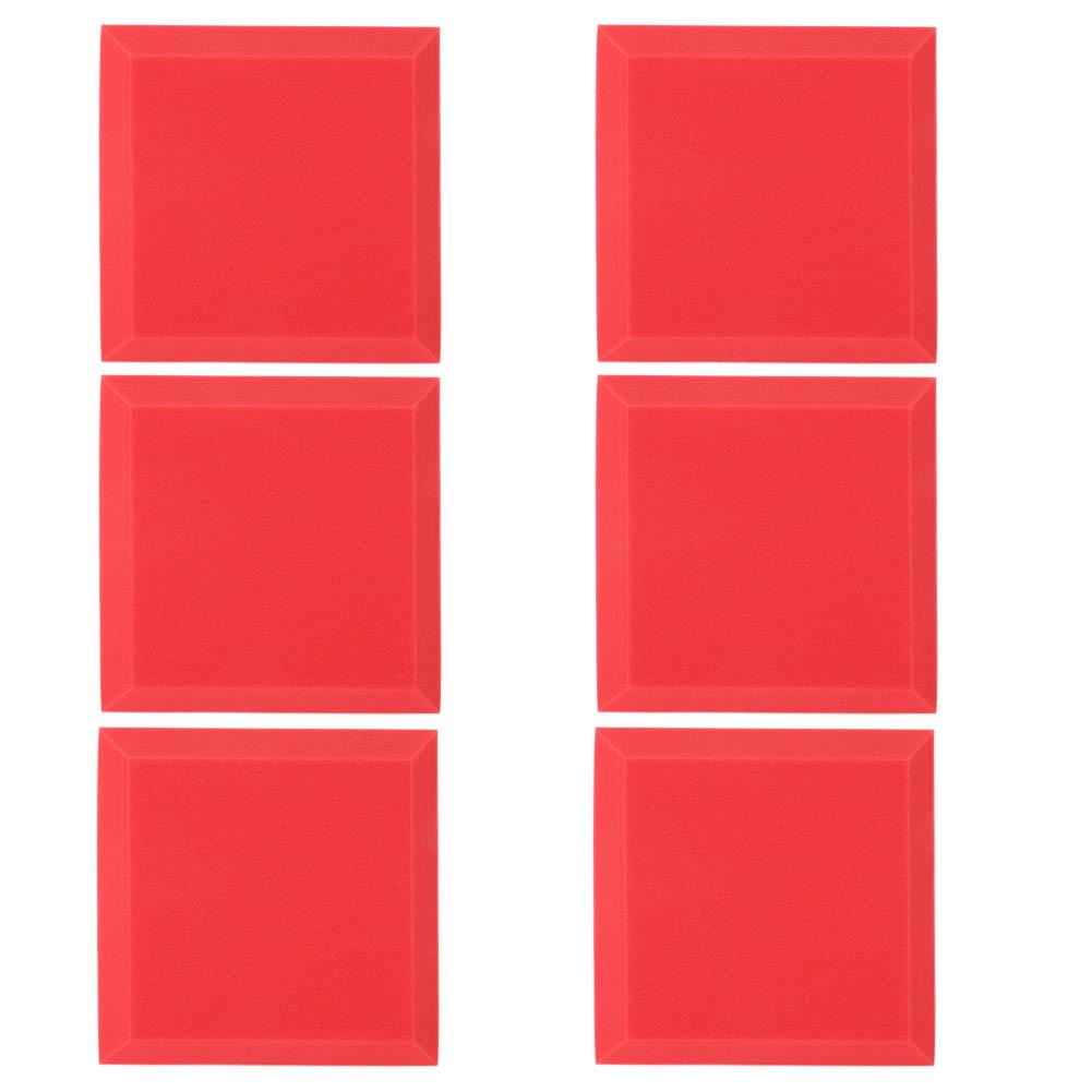 6 Stück Schallisolierschaumblock Akustikpaneele Schwamm Klavierraum Aufnahmestudio Zubehör 30x30x5cm Rot
