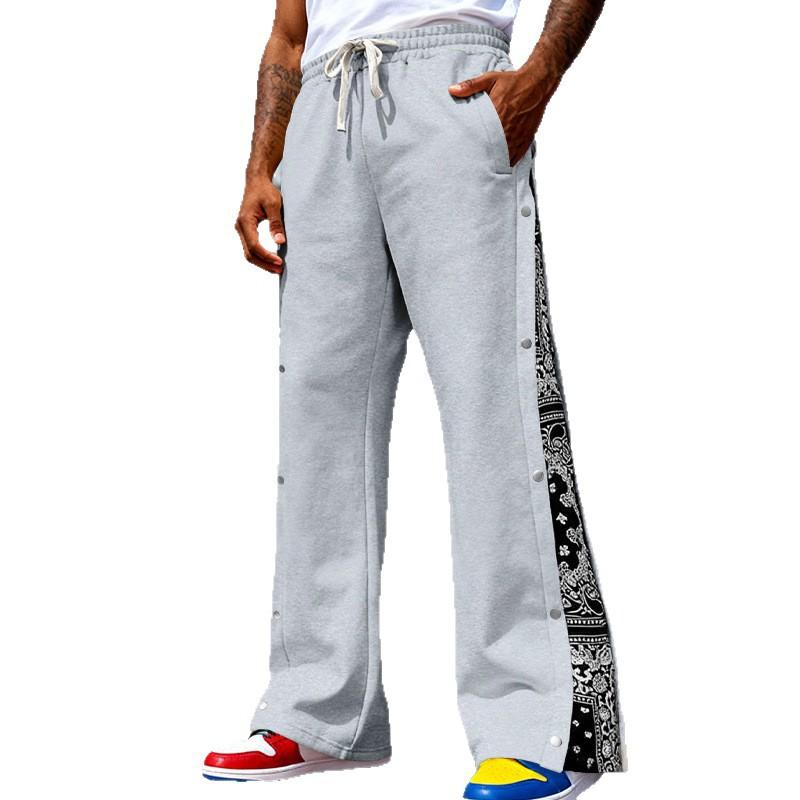 Mens American Hip Hop High Street Loose Paisley Straight Leg Casual Sweatpants