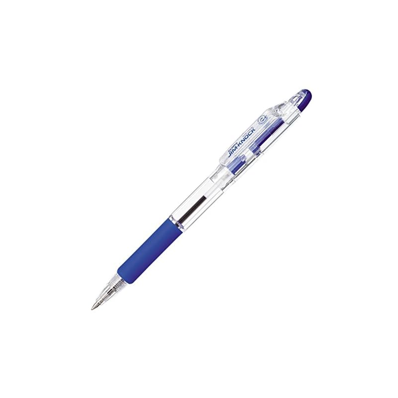 Zebra Jim Knock Oil-Based Ballpoint Pen, 0.7mm, Blue, 10 Pens, B-KRB-100-BL