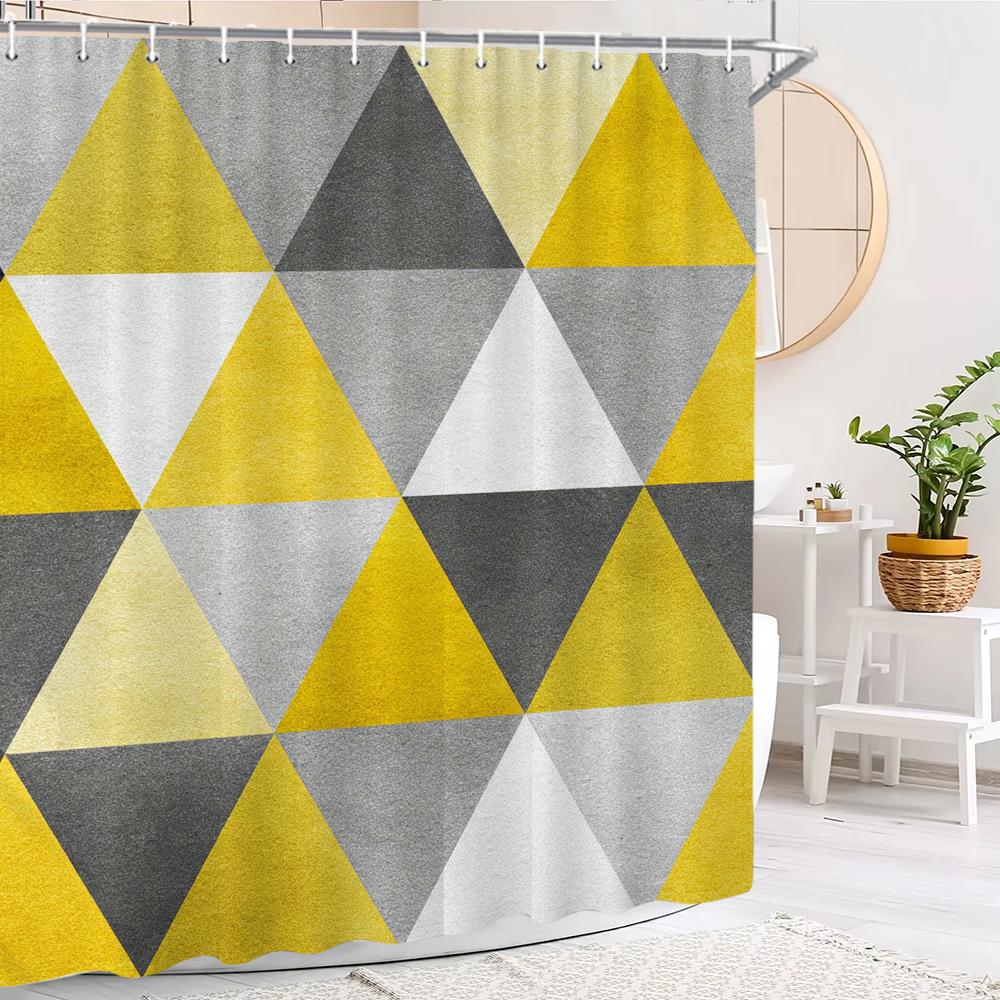 Modern Minimalist style Geometric Shower Curtain, Bathroom Decorative Shower Curtain, Waterproof Shower Curtain with Hooks