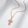 Luxury  Rose Gold Color Cross Pendant Necklace For Women Men Orthodox Church Jesus Glossy Charm Daily Fine Jewelry