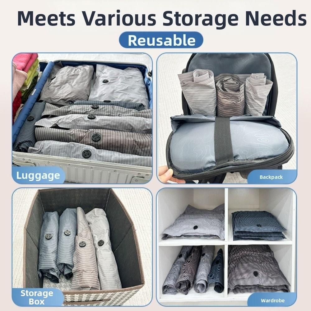 New Reusable Hand Roll Vacuum Bags Dustproof Portable Vacuum Compression Bag Space Saver Luggage Vacuum Storage Bag for Travel