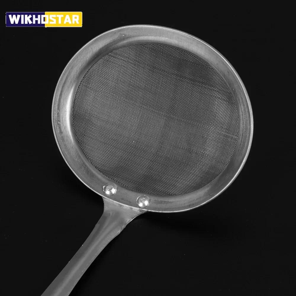 Sitko ze stali nierdzewnej z drobną siatką do oleju, cedzak do mąki, przesiewacz do herbaty, sitko kuchenne, narzędzie filtrujące, metalowy zestaw sitek, długi uchwyt