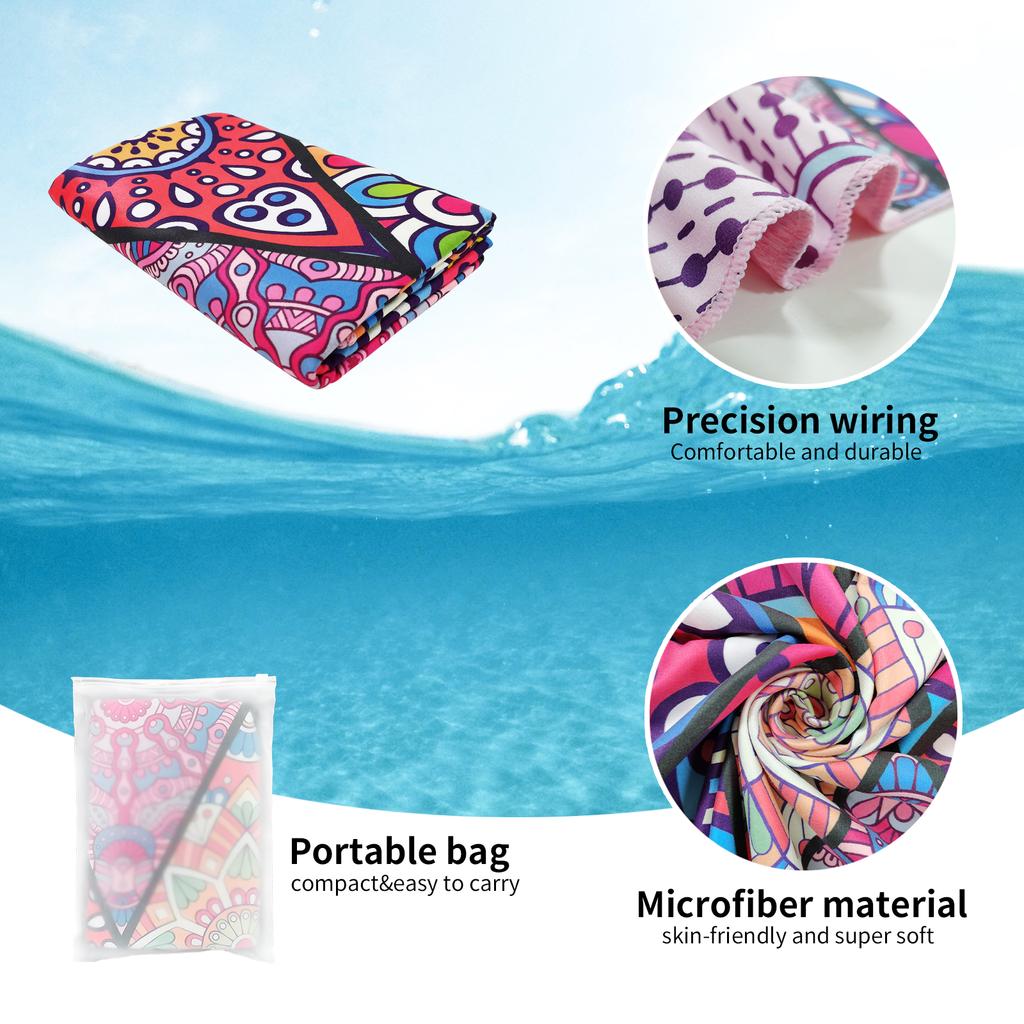 Multiple Types Microfiber Blanket Quick Drying Beach Towels, Oversized Printing Towel, Super Absorbent Pool Towel Blanket 1PC