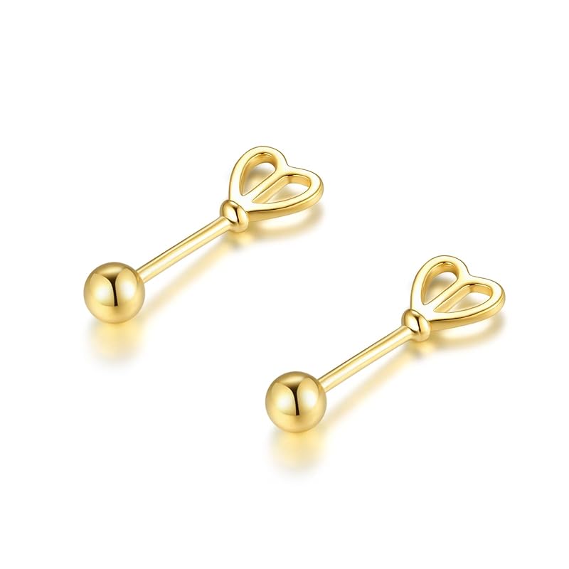 

earrings silver 925 Silver925 Compatible with metal allergies arrow heart screw type Smaller small inconspicuous delicate simple Modest pink gold