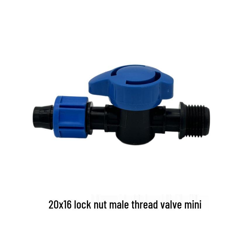 Agricultural Water-Saving Straight Valve: Lock Nut Male Thread, 16/20AK Drip Connector for Greenhouse and PE Pipes.