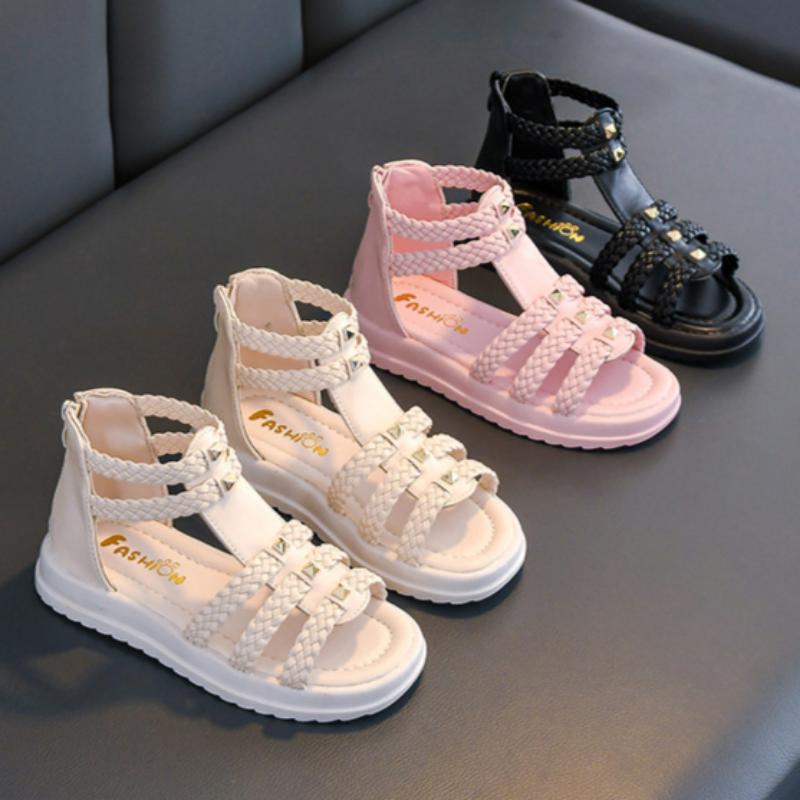 Girls Summer Sandals for Middle and Large Children Soft Bottom Open Toe Girls Baby Children's Roman Shoes