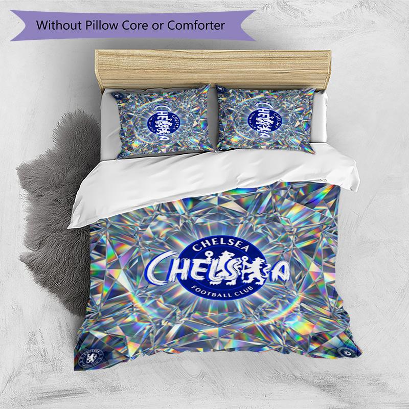 Set Lenzuola 3 Pezzi Stampato Chelsea FC Morbido Delicato sulla Pelle Lavabile Copripiumino e Federe Set Tutte le Stagioni Camera da Letto