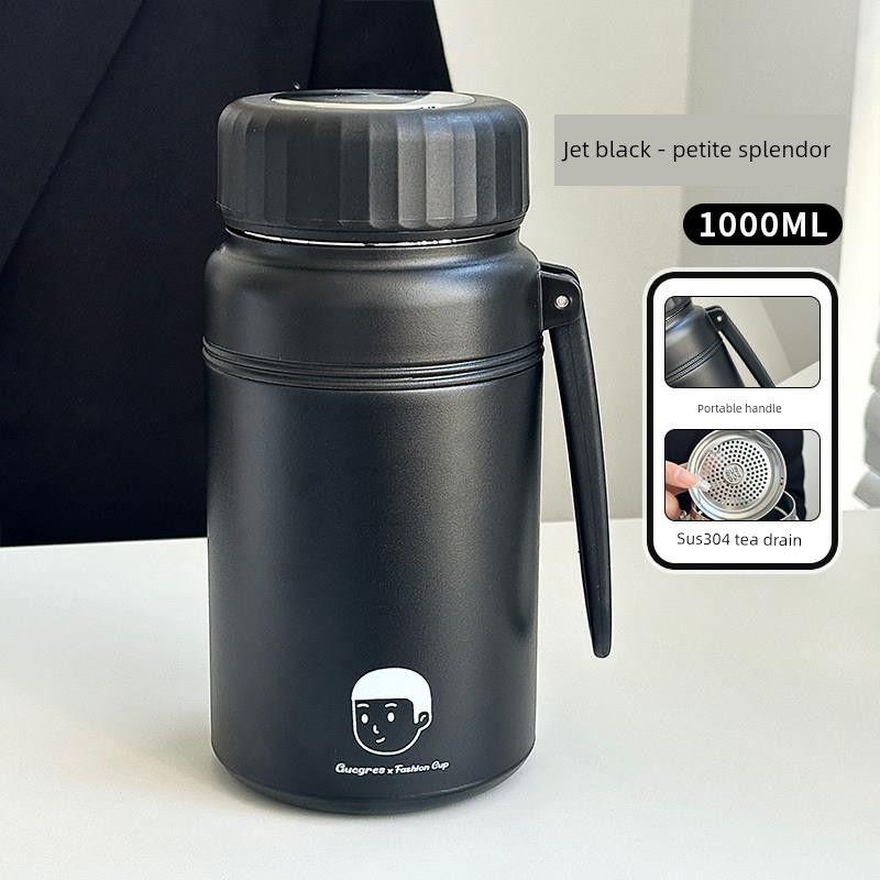 Japanese 1000ml Large Capacity Thermos Cup for Women, 316 Stainless Steel Student Water Bottle, High Aesthetic Portable Cup with Handle