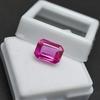 CERTIFIED 3.85 Carat Pink Ruby Emerald Cut Natural Loose Gemstones Ring Size