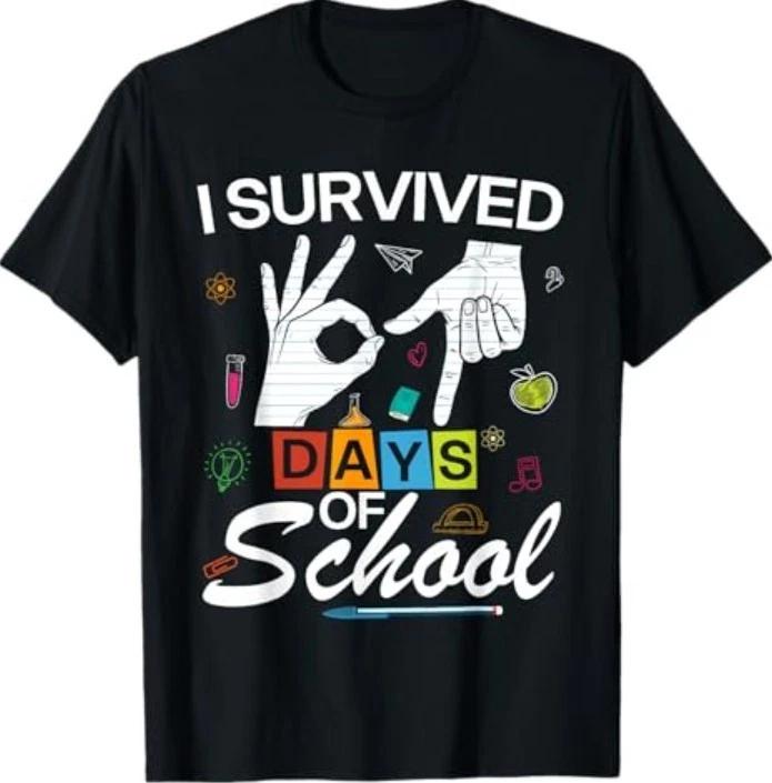 I Survived 6 7 Days of School with Hands Funny Meme 67 T-Shirt 4XL