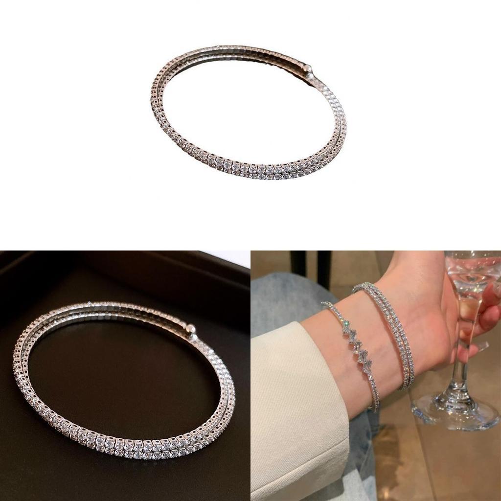 Adjustable Zircon Stone Bangle Bracelet With Geometric Design For Women Fashion Accessories