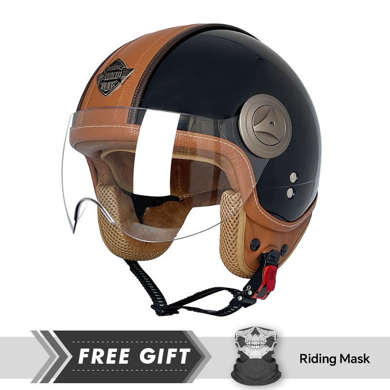 Four Seasons Motorcycle Open Helmets DOT Certification Open Face Motorbike Helmet Vintage Fashion Safety Cap Casco Para Moto