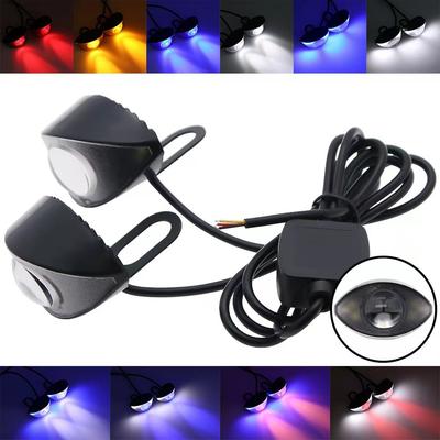 Universal Pair Motorcycle Rearview Mirror LED Eagle Lights Electric Bike Turn Signal Brake Light Headlight Strobe Light