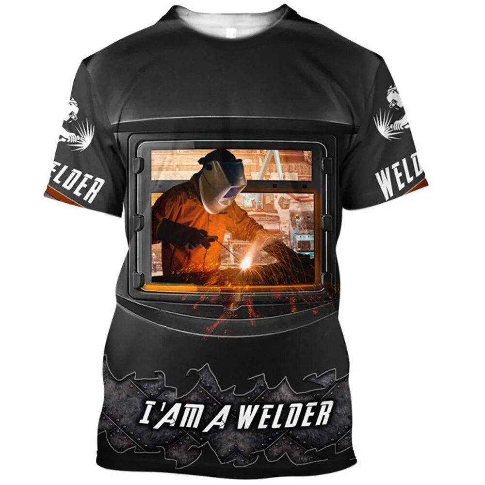 Welder Work Chart Fashion Personality Creative Printed T-shirt Men s Round Neck Casual Large T-shirt S