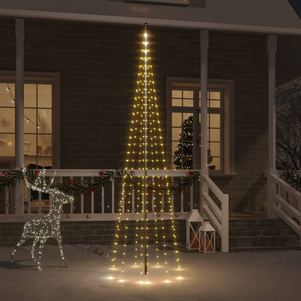 LED Christmas Tree for Flagpole Warm White 310 LEDs 300 cm