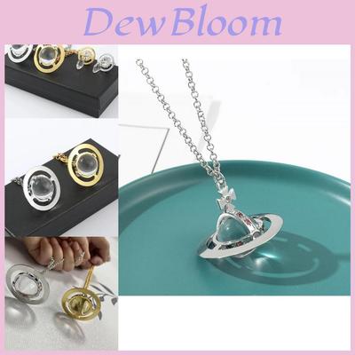 Elegant Vivienne Saturn Inspired Necklace And Earring Set With Crystal Accents