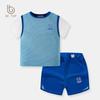 2026 Children's Casual Color Block Two-Piece Shorts & Short Sleeve Sports Set - Boys' Korean Style Fashion.