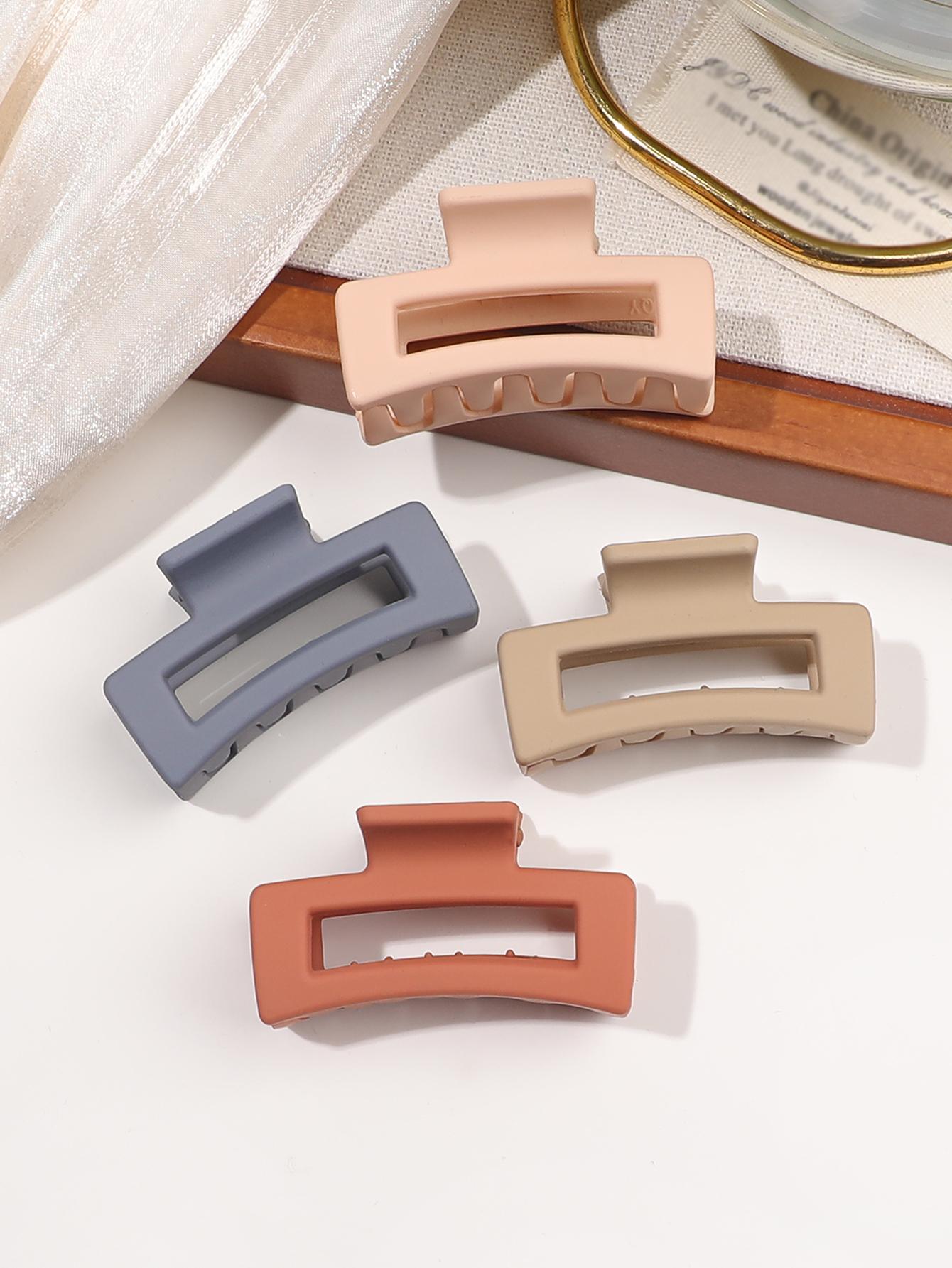 

4 Pack Small Square Claw Hair Clips, Colorful Hair Accessories for Women and Girls, Non-slip Matte Jaw Clips for Thick and Thin