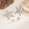 Bohemian-Style 4pcs Starfish Earrings Set Summer Beach Vacation Ear Clip Jewelry Party Gift Metal Star Flower Stud Earring