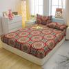 Simple 3-Piece Modern Bohemia Pattern Matte Three Piece Fitted Sheet Set, Bedroom Printed Bed Cover Set, Bedding