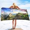 Beautiful Castle Series Seaside Vacation Beach Towel Swimming Bath Towel Microfiber Towel