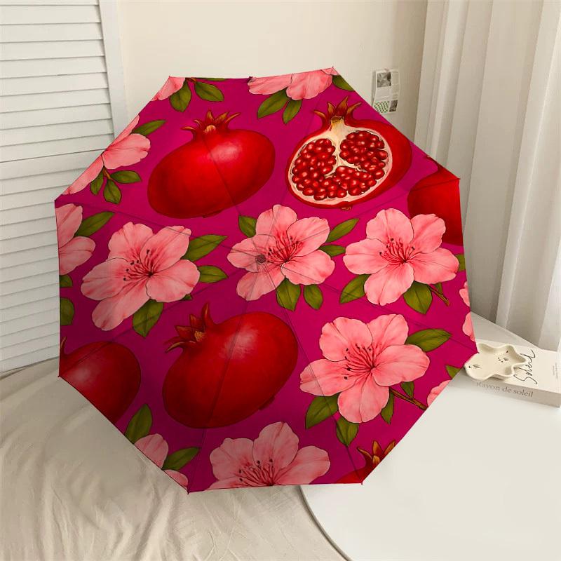 

1PC Pomegranate Flower Umbrella-8-Rib Reinforced Portable Folding Travel Suitable for All Seasons Outdoor Daily Use-G347