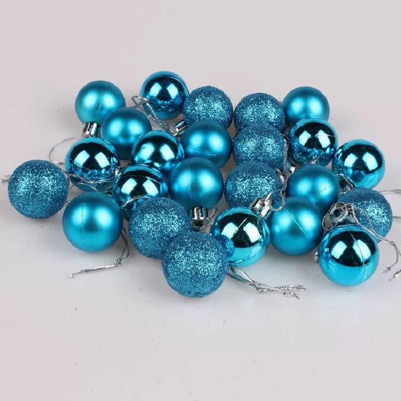 30mm Pack 24 Christmas Matte And Glitter Decor Ball Festival Props Atmosphere
