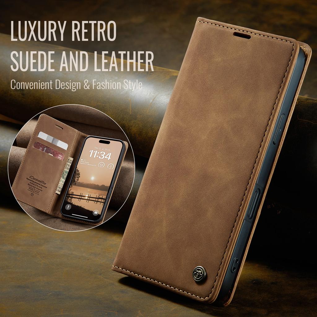 Business Magnetic Card Solt Wallet Flip Leather Case For iPhone 17 Pro Max 16 15 14 13 12 11 Plus 17air 16E Kickstand Book Cover