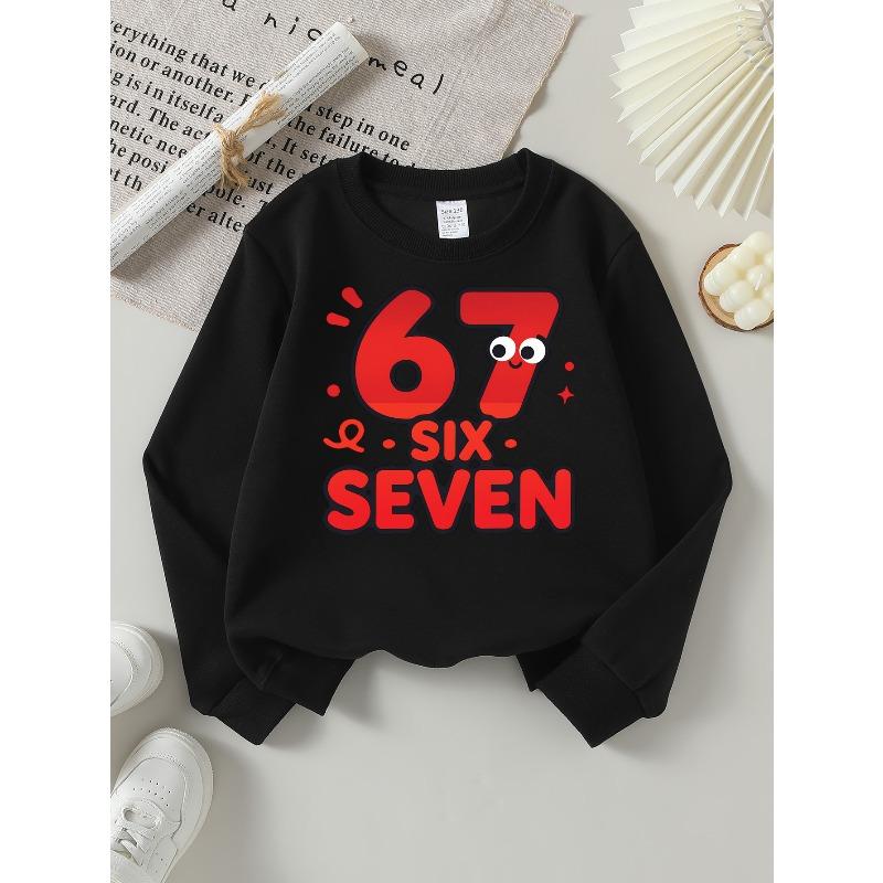 Kids Sweatshirt,Six Seven Number Fun Design Crew Neck Fashion Sweatshirt, Autumn and Winter Top,Soft Cotton Sweatshirt