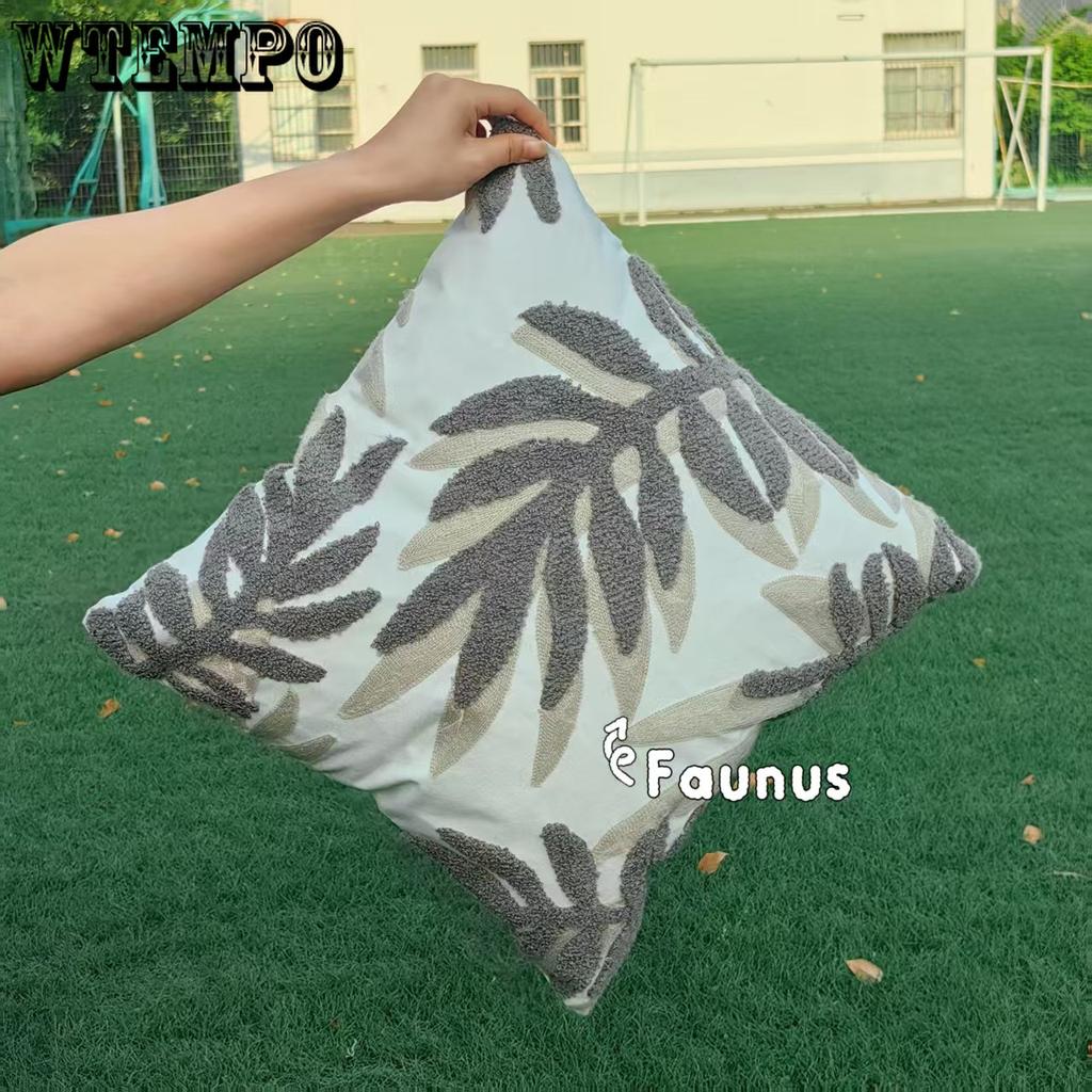 WTEMPO Green Leaf Sunflower Living Room Sofa Embroidery Cushion Throw Pillowcase