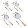 Wooden Handle Stainless Colander Pasta Noodle Strainer Skimmer Spoon Oil Pot Food Filter Strainer Cooking Outdoor Tableware